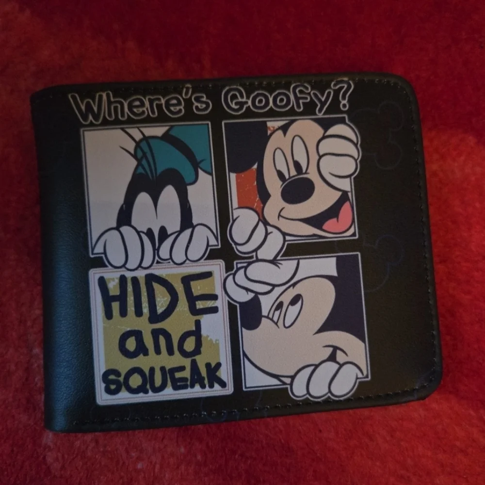 New goofy and mickey anime manga leather wallet